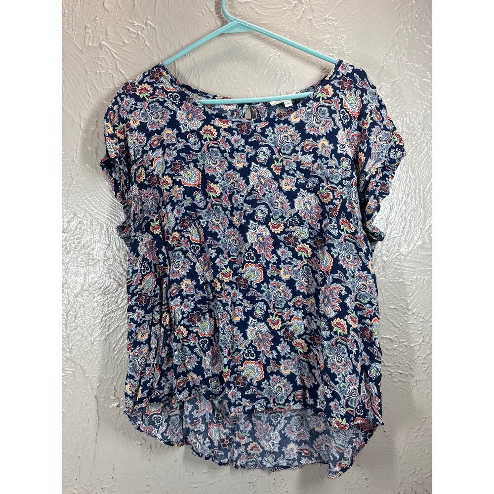 Lucy & Laurel Womens Floral Short Sleeve Shirt Top Blouse Plus Size 1X